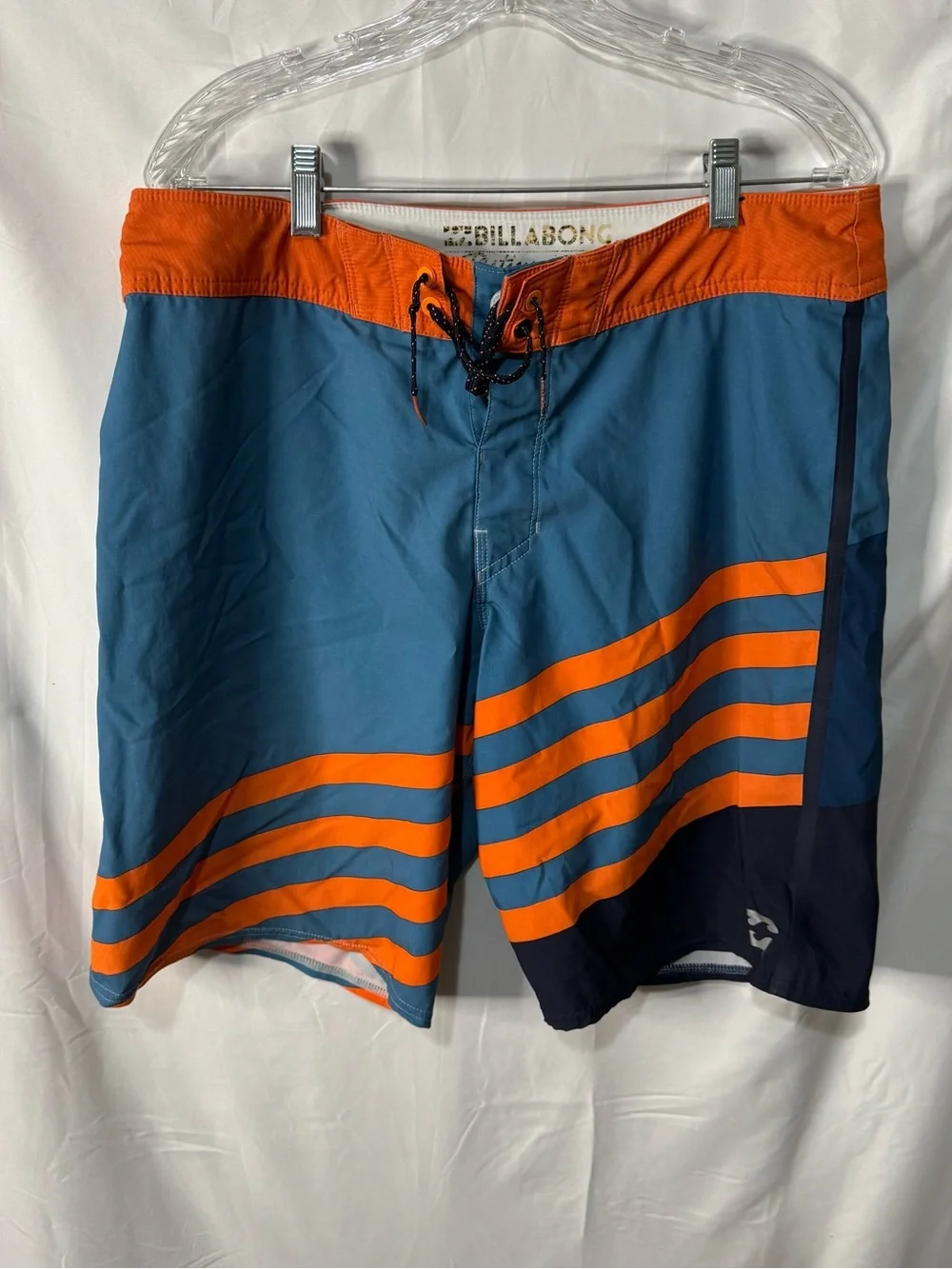 Billabong Men’s Teal & Orange Striped Board Shorts - Picture 1 of 8